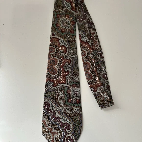 Ralph Lauren Brown and Green Paisley Silk Men’s Tie